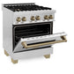 ZLINE Autograph Edition 30 in. Kitchen Package with Stainless Steel Dual Fuel Range, Range Hood, Dishwasher, and Refrigerator with External Water Dispenser with Champagne Bronze Accents (4AKPR-RARHDWM30-CB)