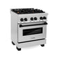 ZLINE Autograph Edition 30 in. Kitchen Package with Stainless Steel Dual Fuel Range, Range Hood, Dishwasher and Refrigerator with Matte Black Accents (4KAPR-RARHDWM30-MB)