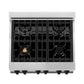 ZLINE Autograph Edition 30 in. Kitchen Package with Stainless Steel Dual Fuel Range, Range Hood, Dishwasher, and Refrigerator with External Water Dispenser with Matte Black Accents (4AKPR-RARHDWM30-MB)