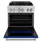 ZLINE 30 in. 4.0 cu. ft. Legacy Dual Fuel Range with 4 Burner Gas Cooktop and Electric Convection Oven in Stainless Steel and Blue Gloss Door (RA-BG-30)