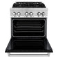 ZLINE 30 in. 4.0 cu. ft. Legacy Dual Fuel Range with 4 Burner Gas Cooktop and Electric Convection Oven in Stainless Steel and Black Matte Door (RA-BLM-30)