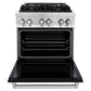 ZLINE 30 in. Kitchen Package with Stainless Steel Dual Fuel Range with Black Matte Door and Convertible Vent Range Hood (2KP-RABLMRH30)