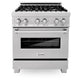 ZLINE 30 in. 4.0 cu. ft. Legacy Dual Fuel Range with 4 Burner Gas Cooktop and Electric Convection Oven in DuraSnow® Stainless Steel (RAS-SN-30)