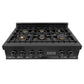ZLINE 36 in. Legacy Gas Rangetop with 6 Brass Burners and Porcelain Cooktop in Black Stainless Steel (RTB-BR-36)