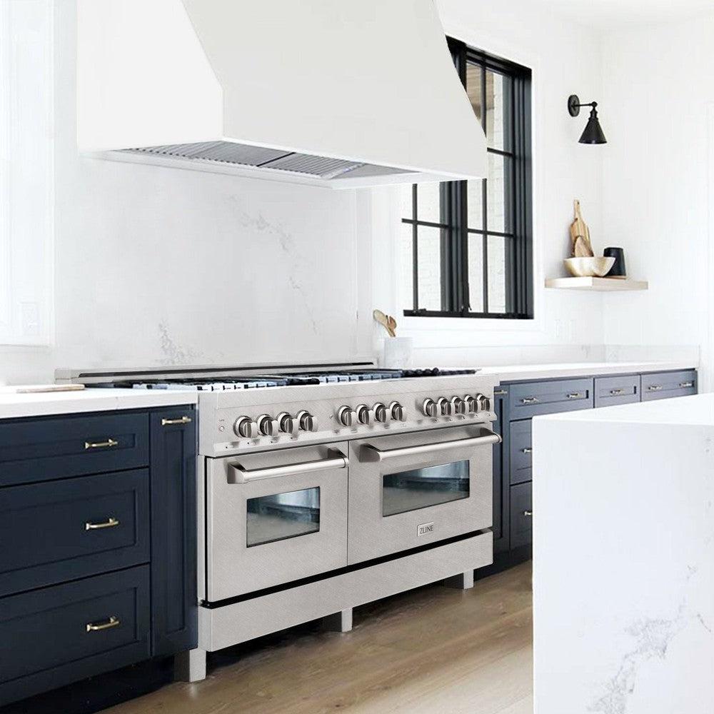 ZLINE 60 in. 7.4 cu. ft. Legacy Dual Fuel Range with 9 Burner Gas Cooktop and 2 Electric Convection Ovens in DuraSnow® Stainless Steel (RAS-SN-60)