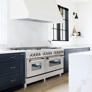 ZLINE 60 in. 7.4 cu. ft. Legacy Dual Fuel Range with 9 Burner Gas Cooktop and 2 Electric Convection Ovens in DuraSnow® Stainless Steel (RAS-SN-60)