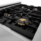 ZLINE Autograph Edition 30 in. 4.0 cu. ft. Legacy Dual Fuel Range with 4 Burner Gas Cooktop and Electric Convection Oven in DuraSnow® Stainless Steel with White Matte Door and Polished Gold Accents (RASZ-WM-30-G)