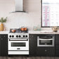 ZLINE Autograph Edition 30 in. 4.0 cu. ft. Legacy Dual Fuel Range with 4 Burner Gas Cooktop and Electric Convection Oven in Stainless Steel with White Matte Door and Matte Black Accents (RAZ-WM-30-MB)