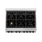 ZLINE Autograph Edition 36 in. 4.6 cu. ft. Legacy Dual Fuel Range with 6 Burner Gas Cooktop and Electric Convection Oven in Stainless Steel and Matte Black Accents (RAZ-36-MB)