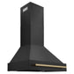 ZLINE Autograph Edition 30 in. Kitchen Package with Black Stainless Steel Dual Fuel Range, Range Hood and Dishwasher with Champagne Bronze Accents (3AKP-RABRHDWV30-CB)