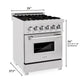 ZLINE 24 in. 2.8 cu. ft. Legacy Dual Fuel Range with Gas Cooktop and Electric Convection Oven in DuraSnow® Stainless Steel with 4 Brass Burners (RAS-SN-BR-24)