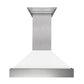 ZLINE 36 in. Kitchen Package with DuraSnow® Stainless Steel Dual Fuel Range with White Matte Door and Convertible Vent Range Hood (2KP-RASWMRH36)