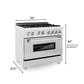 ZLINE 36 in. Kitchen Package with DuraSnow® Stainless Steel Dual Fuel Range and Convertible Vent Range Hood (2KP-RASSNRH36)
