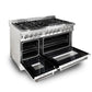ZLINE 48 in. 6.0 cu. ft. Legacy Dual Fuel Range with 7 Burner Gas Cooktop and 2 Electric Ovens in Stainless Steel and White Matte Doors (RA-WM-48)