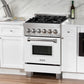 ZLINE 24 in. 2.8 cu. ft. Legacy Dual Fuel Range with 4 Burner Gas Cooktop and Electric Convection Oven in DuraSnow® Stainless Steel and White Matte Door (RAS-WM-24)
