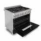 ZLINE 36 in. 4.6 cu. ft. Legacy Dual Fuel Range with 6 Burner Gas Cooktop and Electric Convection Oven in Stainless Steel and Black Matte Door (RA-BLM-36)