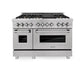 ZLINE 48 in. 6.0 cu. ft. Legacy Dual Fuel Range with Gas Cooktop and 2 Electric Ovens in DuraSnow® Stainless Steel with Brass Burners (RAS-SN-BR-48)